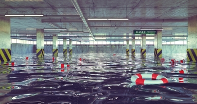Flooded Parking Garage