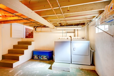 Basement With Laundry Machines
