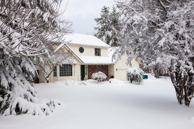 Exteriors of Home with Snow in Maryland