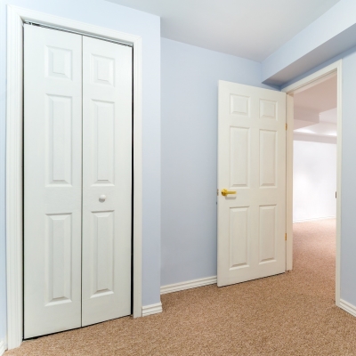 two white basement doors