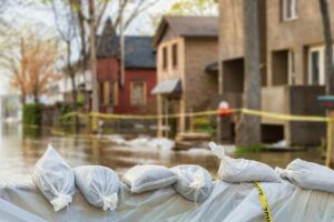 Sand Bags Protecting Homes From Water Damage