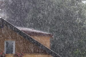 Heavy rain on roof