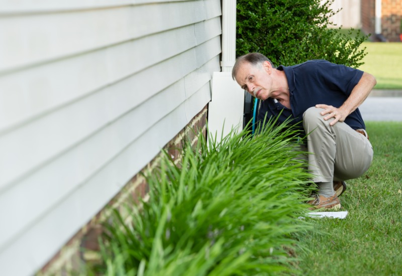 Man Checking Home Foundation in Maryland