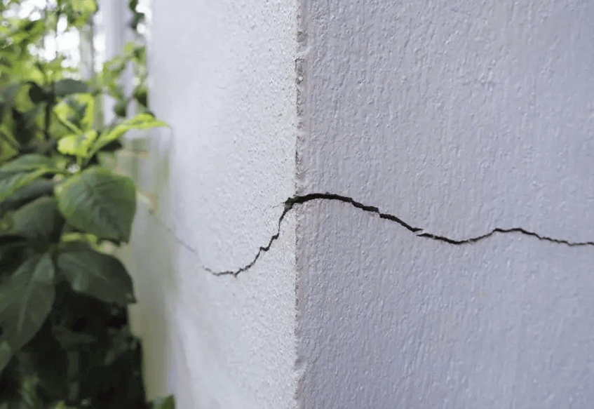 Detailed view of a wall crack requiring basement repair in Maryland 